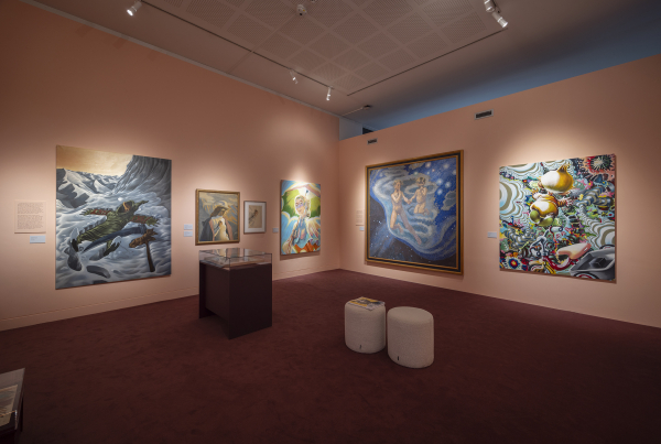 Installation view, J.F. Willumsen and Martin Bigum, Willumsens Museum, 2024, J.F. Willumsen and Martin Bigum, Som et møl mod flammen/ Like a moth to the flame, Willumsens Museum and Randers Kunstmuseum, Jan.-Oct. 2024, curated by Merete Sanderhoff