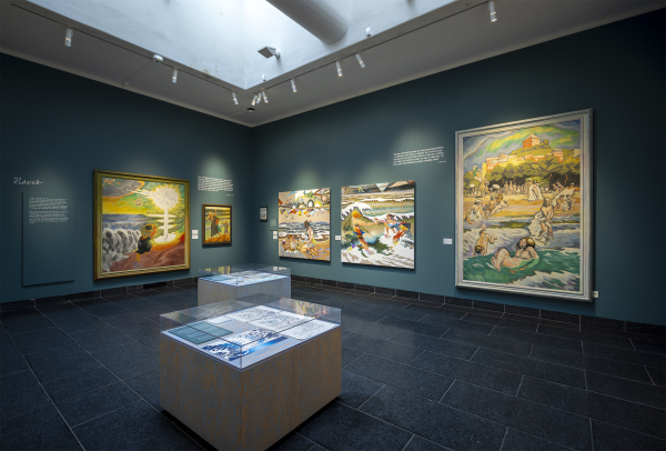 Installation view, J.F. Willumsen and Martin Bigum, Willumsens Museum, 2024, J.F. Willumsen and Martin Bigum, Som et møl mod flammen/ Like a moth to the flame, Willumsens Museum and Randers Kunstmuseum, Jan.-Oct. 2024, curated by Merete Sanderhoff