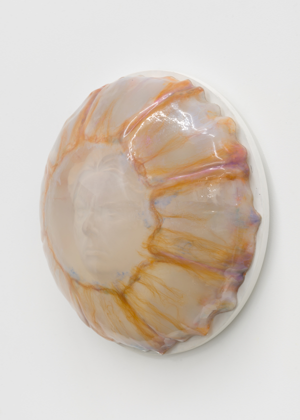 Selfportrait (as Lions Mane Jelly Fish), mixed media, 80 cm, 2024, The bubbles ( and the Lions Mane Jelly Fish!) in the creek, Charlotte Fogh Gallery, Oct.-Nov. 2024