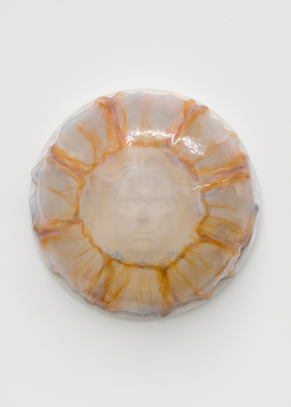 Selfportrait (as Lions Mane Jelly Fish), mixed media, 80 cm, 2024, The bubbles ( and the Lions Mane Jelly Fish!) in the creek, Charlotte Fogh Gallery, Oct.-Nov. 2024