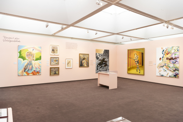 Installation view, J.F. Willumsen and Martin Bigum, Randers Kunstmuseum, 2024, J.F. Willumsen and Martin Bigum, Som et møl mod flammen/ Like a moth to the flame, Willumsens Museum and Randers Kunstmuseum, Jan.-Oct. 2024, curated by Merete Sanderhoff