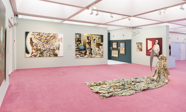 Installation view, J.F. Willumsen and Martin Bigum, Randers Kunstmuseum, 2024, J.F. Willumsen and Martin Bigum, Som et møl mod flammen/ Like a moth to the flame, Willumsens Museum and Randers Kunstmuseum, Jan.-Oct. 2024, curated by Merete Sanderhoff