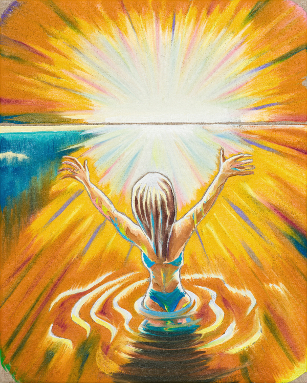 I saw you, 50 x 45 cm, oil on canvas w. rabbitglue, 2024, private collection