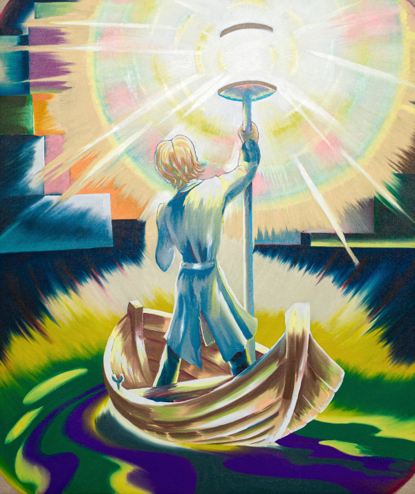 Long thoughts, 130 x 110 cm, oil on canvas w. rabbitglue, 2024, private collection