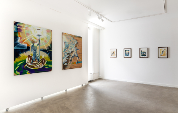 Installationview from When I paint...project room at Hans Alf Gallery, 2024, Two Worlds 2023-24 Hans Alf Gallery, Copenhagen, DK, plus When I paint...project room show in same gallery, 2024