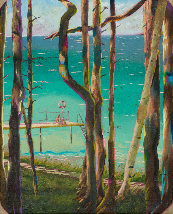 View from Hornbaek Plantation , 50 x 40 cm, oil on canvas w. rabbitglue, 2022-23, private collection