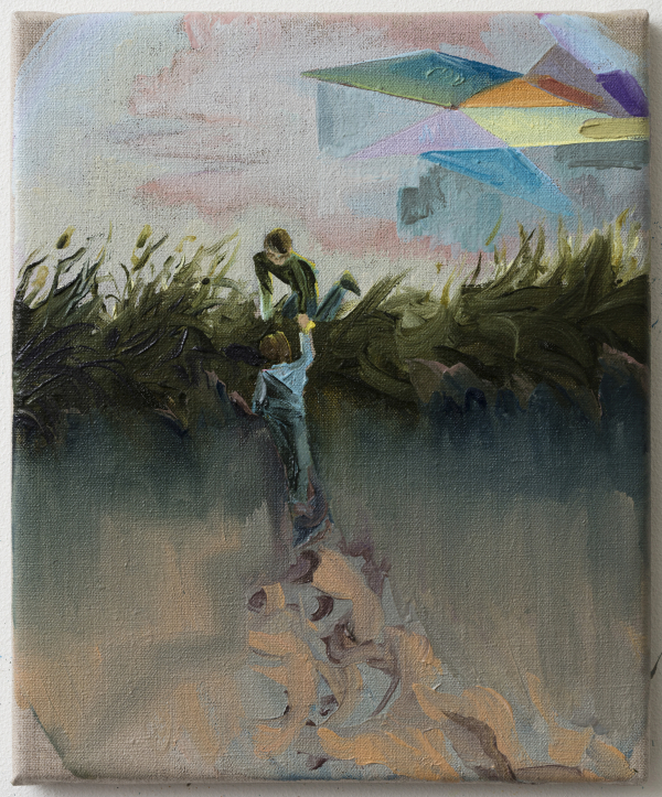 Children playing in the dunes at Svinkløv Badehotel, DK, 2015 Children playing in the dunes at Svinkløv Badehotel, DK, 2015, Oil on canvas w. rabbitglue, 30 x 25 cm, private collection