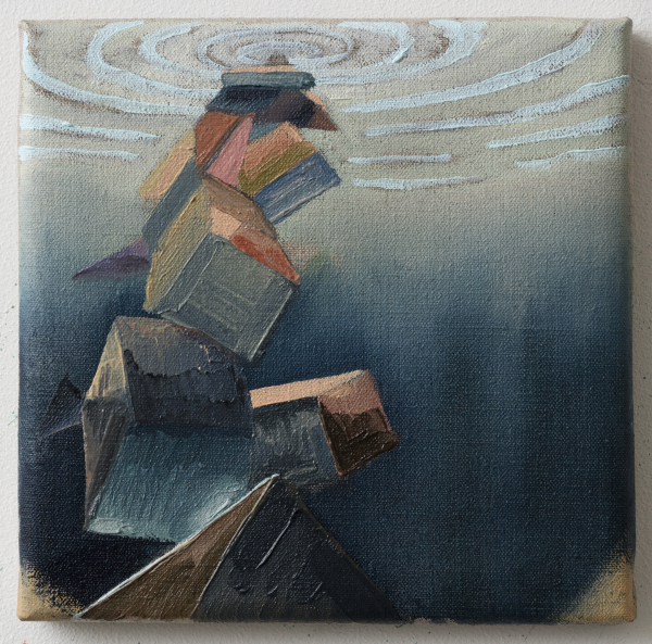 Under the surface of the sea, 2015, oil on canvas w. rabbitglue, 20 x 20 cm, private collection