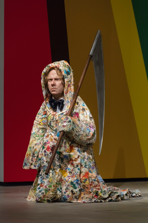 I go through art/as art goes through me I go through art/as art goes through me, Wax, pvc, hair, plastic, used painting cloths, shirt, bow tie, 2016
Arken- Museum of Modern Art