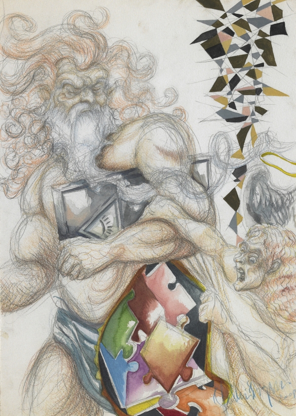 Power Power, 2009, A3, watercolor, pastel, crayon