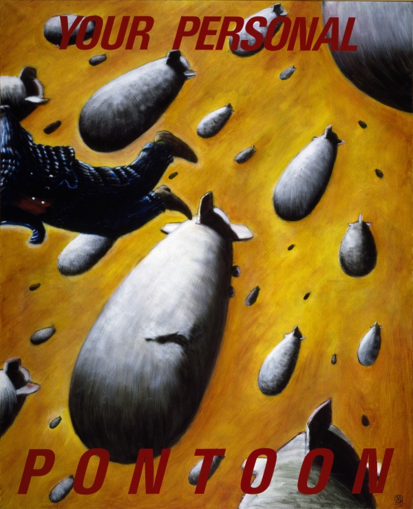 Your Personal Pontoon Your Personal Pontoon, 1990, 180 x 145 cm, acrylic on canvas, Kunst på Arbejdspladsens Samling