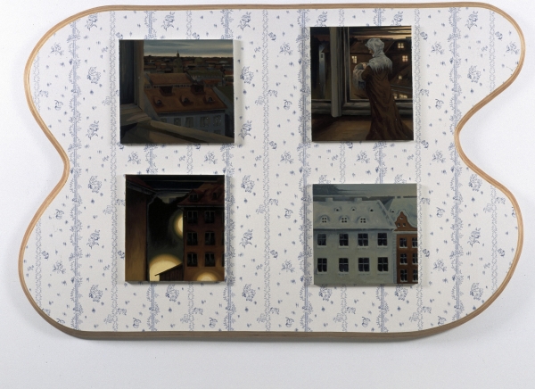 The Modern Breakthrough The Modern Breakthrough, 2001, oil paintings on wooden panel with wallpaper, dimensions variable, Malmö Konstmuseum