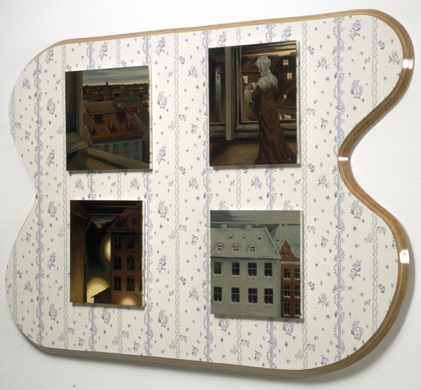 The Modern Breakthrough, 2001,2001, oil paintings on wooden panel with wallpaper, dimensions variable, Malmö Konstmuseum