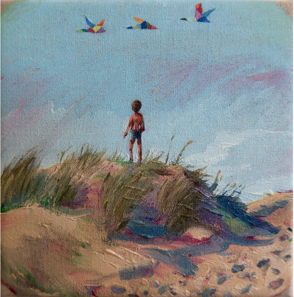 September September, Oil on canvas w. rabbitglue, 20 x 20 cm, 2019