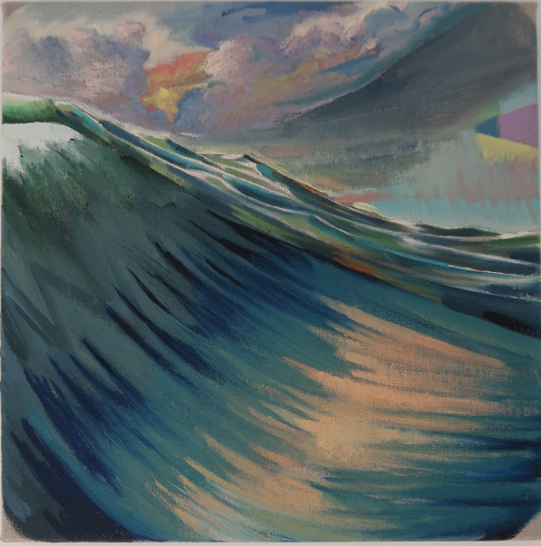 Swell at Hornbæk Old Beach, 2019, Oil on canvas w. rabbitglue, 30 x 30 cm, private collection