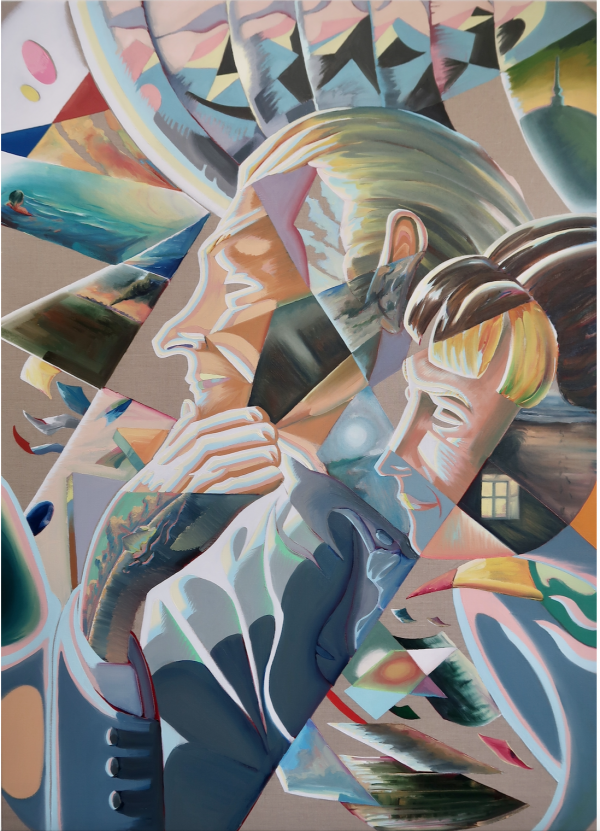Train of thought, 2020 Train of thought, 2020, Oil on canvas w. rabbitglue, 180 x 145 cm, private collection